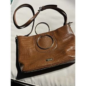 Carlos Brown Croc Gold Ring Purse